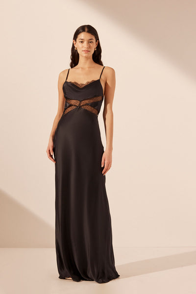 Open-back asymmetric silk gown in black - Entire Studios | Mytheresa